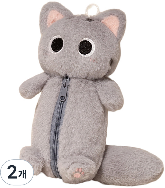다다랜드 왕눈 고양이 인형 필통, 그레이, 2개