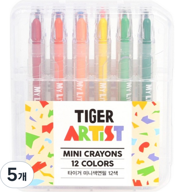 마이리틀타이거 타이거 미니 색연필, 12색, 5개