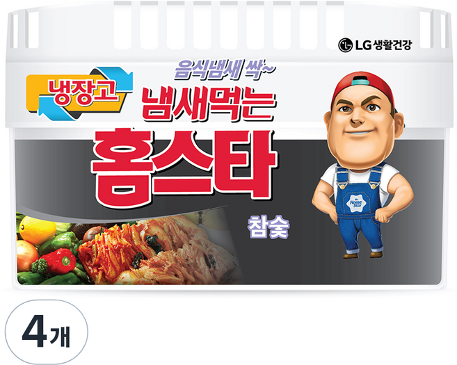 홈스타 냄새먹는 냉장고용 탈취제 참숯 본품, 420g, 4개