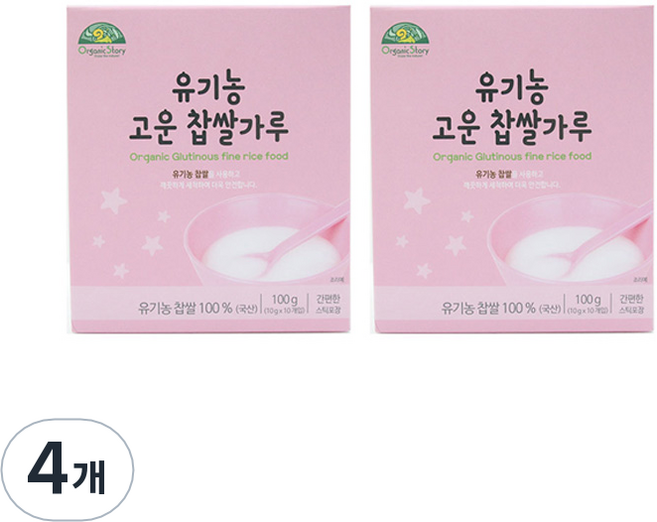 오가닉스토리 유기농 고운 찹쌀가루, 4개, 100g