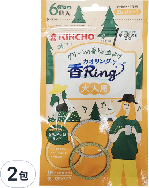 KINCHO 金鳥 台灣公司貨 造型精油驅蚊蟲環 大人用 6入, 27g, 2包