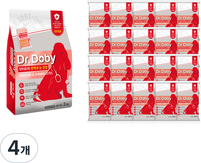 닥터도비 강아지 면역 기능성 사료, 눈물개선/눈건강, 5kg, 4개
