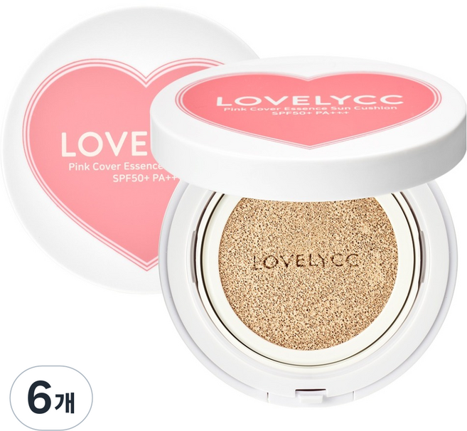 러블리씨씨 핑크 커버 에센스 선쿠션 10호 SPF50+ PA+++, 15g, 6개