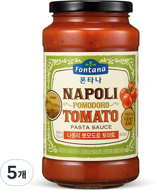 폰타나 나폴리 뽀모도로 토마토 파스타소스, 600g, 5개