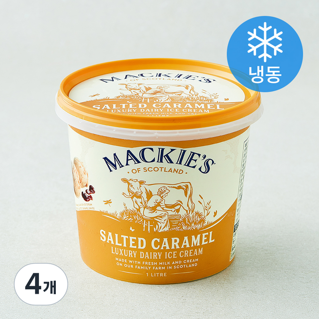 맥키스 솔티드카라멜 럭셔리 데어리 아이스크림 (냉동), 4개, 1개입, 1L