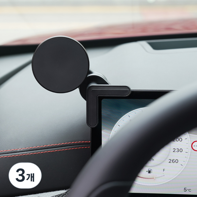 주파집 제네시스 GV80 전용 모니터 핸드폰 거치대 마운트, 3개, 블랙