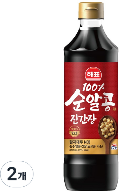 해표 순알콩 진간장, 2개, 840ml