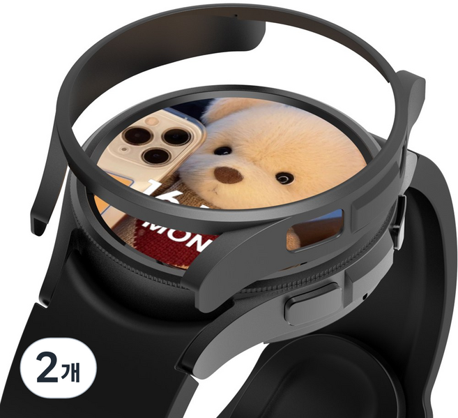 로랜텍 바디 프레임 하드커버 스마트워치 케이스, 블랙, 2개