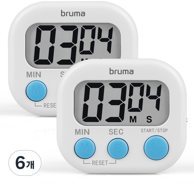 bruma 數位廚房計時器 BT-118, 6個, 白色
