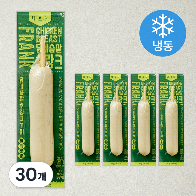 바르닭 닭가슴살 후랑크 꼬치 알싸청양 (냉동), 70g, 30개