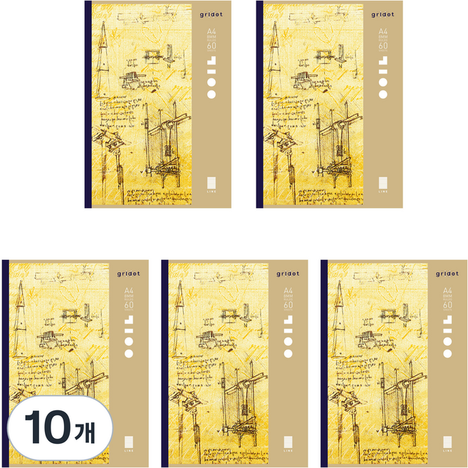 스탠다드 기백노트 잘펴지는노트 A4 라인노트 60매, 혼합색상, 10개