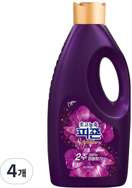 피죤 초고농축 섬유유연제 시그니처 미스틱레인 본품, 4개, 2L