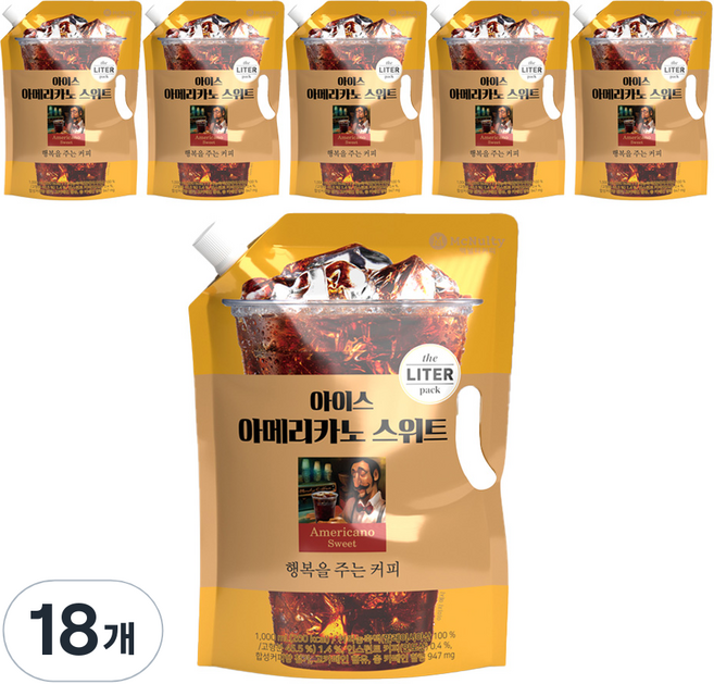 맥널티커피 아이스 아메리카노 스위트, 1L, 18개