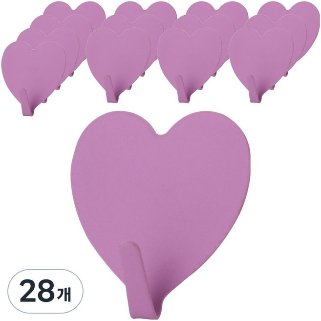 덴빌리어 예쁜 고리 하트 접착 후크 4 x 4 cm, 퍼플, 28개