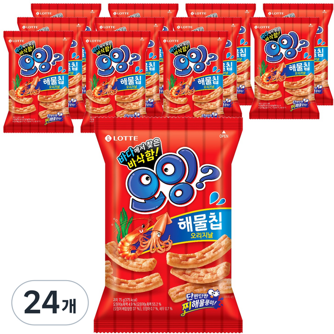 롯데웰푸드 오잉 해물칩 오리지날, 75g, 24개