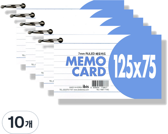 아이비스 메모 카드, 혼합색상, 90매입, 10개