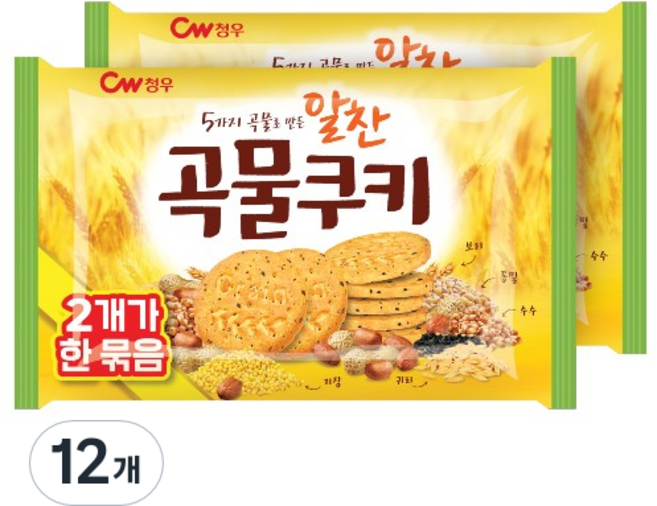 청우식품 알찬 곡물쿠키, 200g, 12개