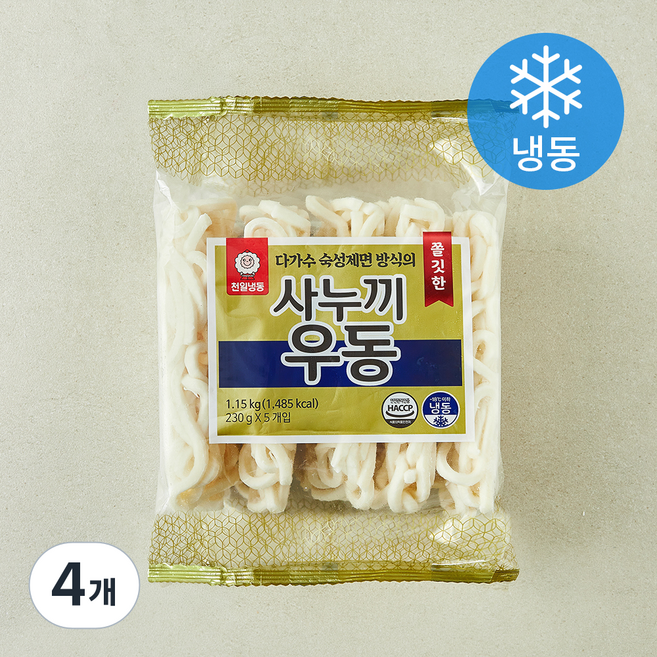 천일식품 쫄깃한 사누끼우동면 (냉동), 1.15kg, 4개
