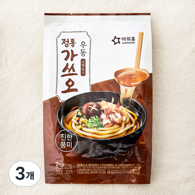아워홈 정통 가쓰오 우동 2인분, 458g, 3개