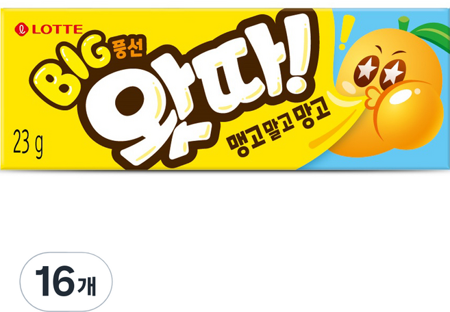 롯데웰푸드 빅풍선 왓따 맹고말고망고, 23g, 16개