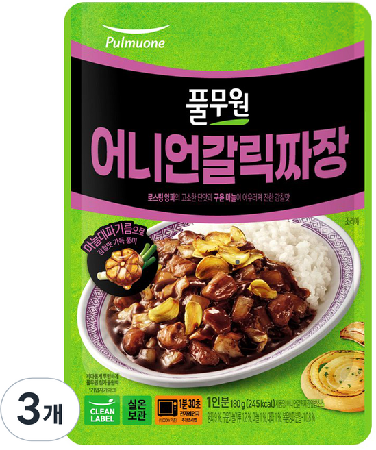 풀무원 어니언갈릭짜장 덮밥소스, 180g, 3개