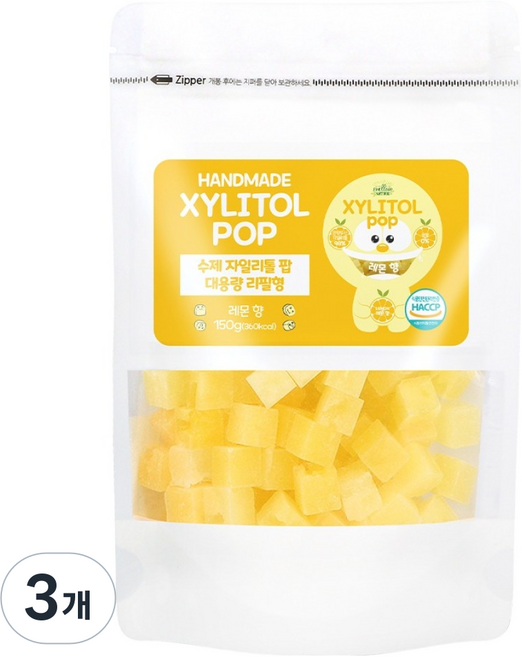 자일리톨팝 파우치 레몬비타민, 3개, 150g