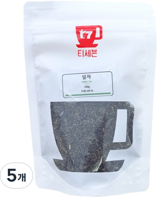 티세븐 T7 티백원료 벌크 포장 잎차 녹차 작설차, 100g, 5개, 1개입