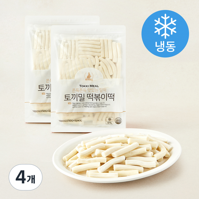 토끼밀 쫀득쫀득 맛있는 밀떡 떡볶이떡 4개입 (냉동), 1kg, 4개