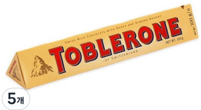 TOBLERONE 瑞士牛奶巧克力, 5個, 100g