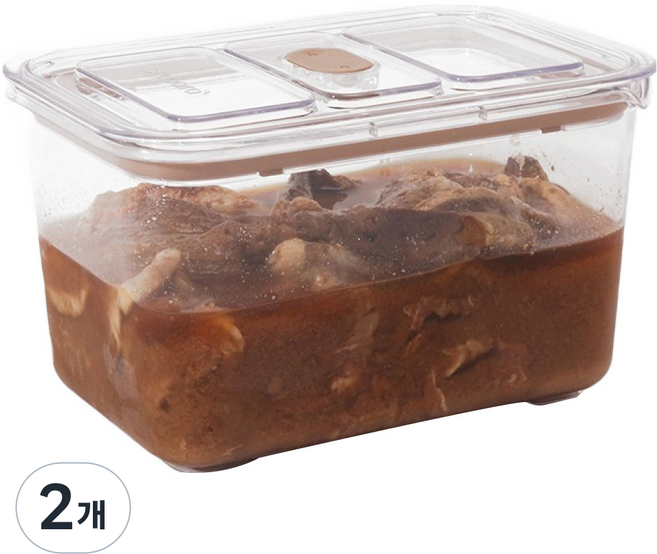 prepara 브루클린 트라이탄 밀폐용기 베이지 5호 2.2L, 2개, 단품