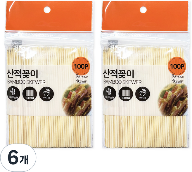 영수산업카멜 대나무 산적꼬지 소 12cm, 6개, 100개입