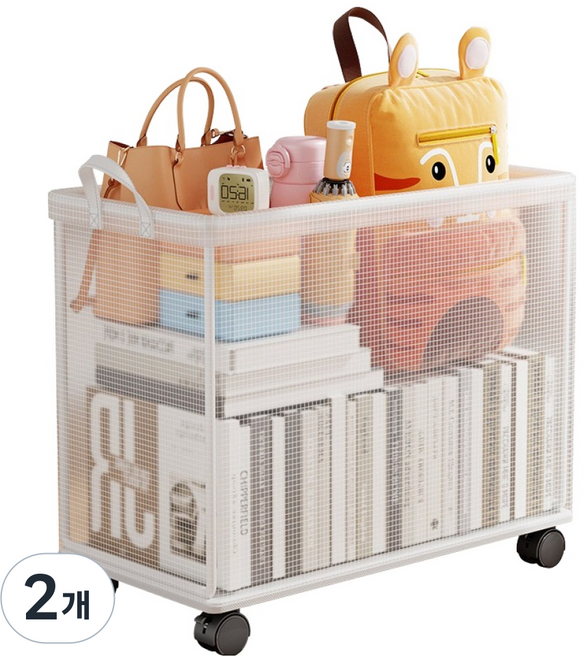 예은홈시스 반투명 이동식 수납함, 혼합색상, 2개