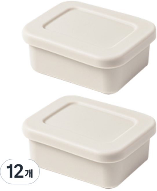 키친팩토리 파스텔 실리콘 사각 밀폐용기 아이보리, 12개, 150ml