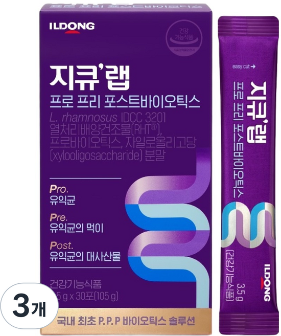 지큐랩 프로 프리 포스트바이오틱스 유산균 30p, 105g, 30정, 3개