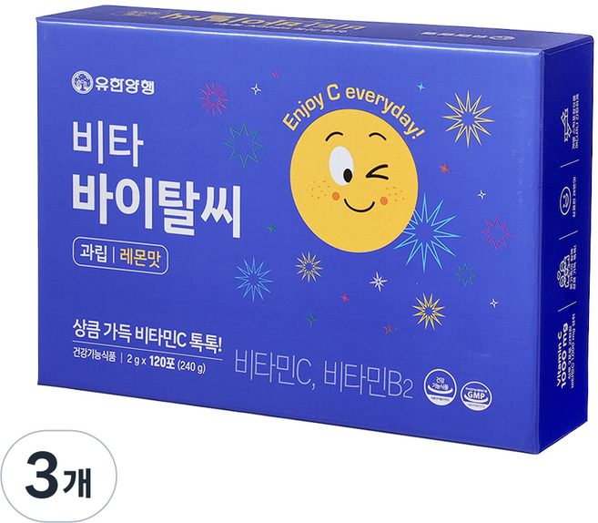 유한양행 비타 바이탈씨 레몬맛 120p, 120회분, 3개