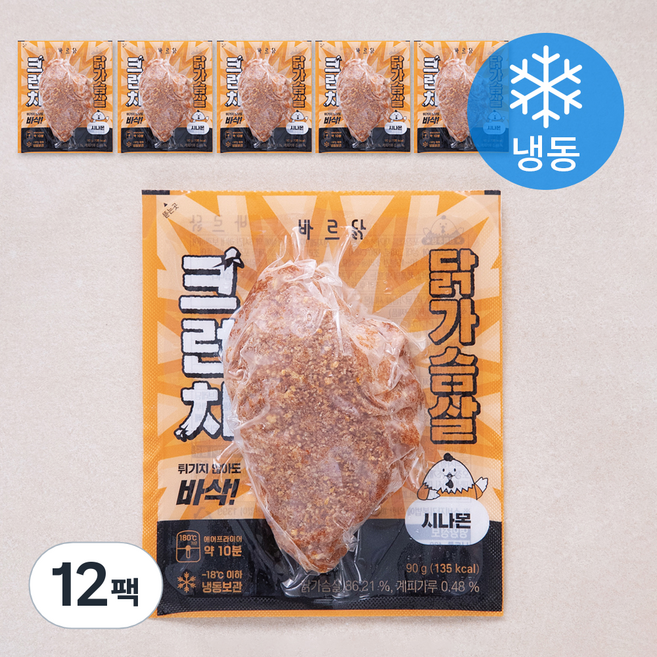바르닭 크런치 닭가슴살 시나몬맛 (냉동), 90g, 1개입, 12개