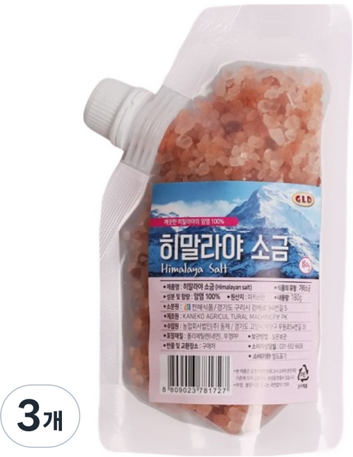 GLD 히말라야 소금, 180g, 3개