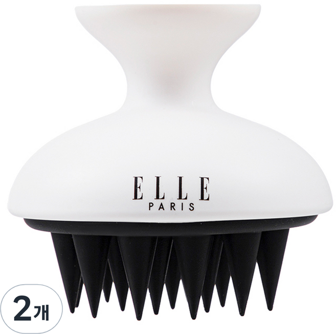 ELLE PARIS 프리미엄 두피 마사지 샴푸 브러쉬, 2개, 화이트
