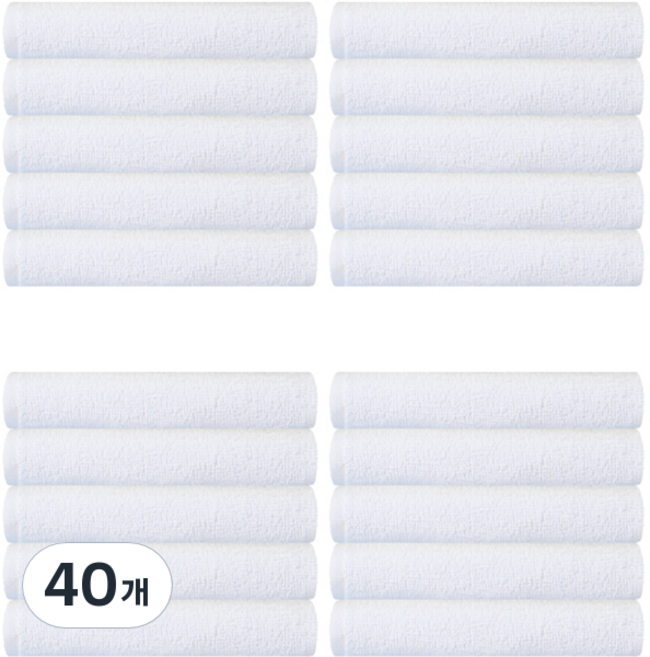 송월타월 데일리 32 수건 55g 20수 면사, 화이트, 40개