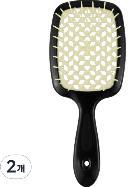 리빙홈디테일 볼륨 헤어브러쉬, 블랙핸들 + 라이트옐로우, 2개