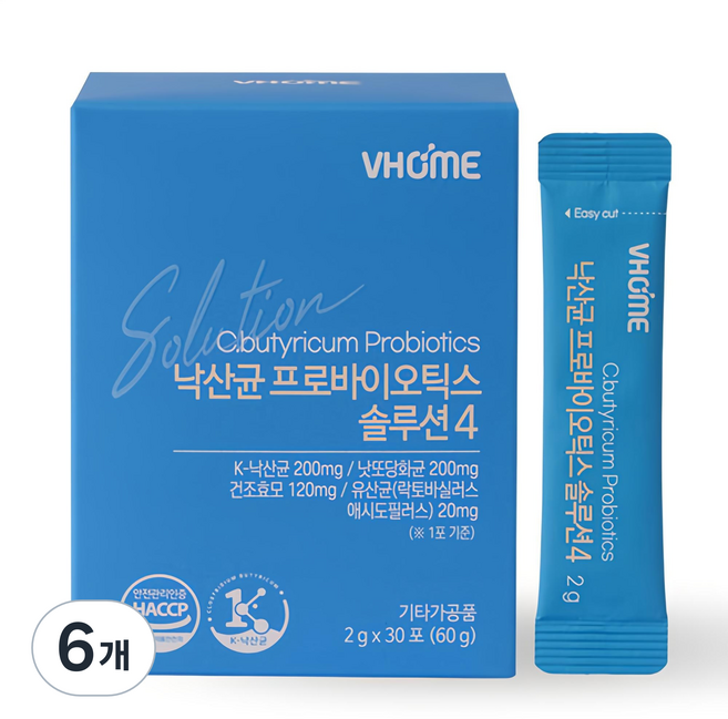 비타민하우스 낙산균 프로바이오틱스 솔루션4 30p, 60g, 6개