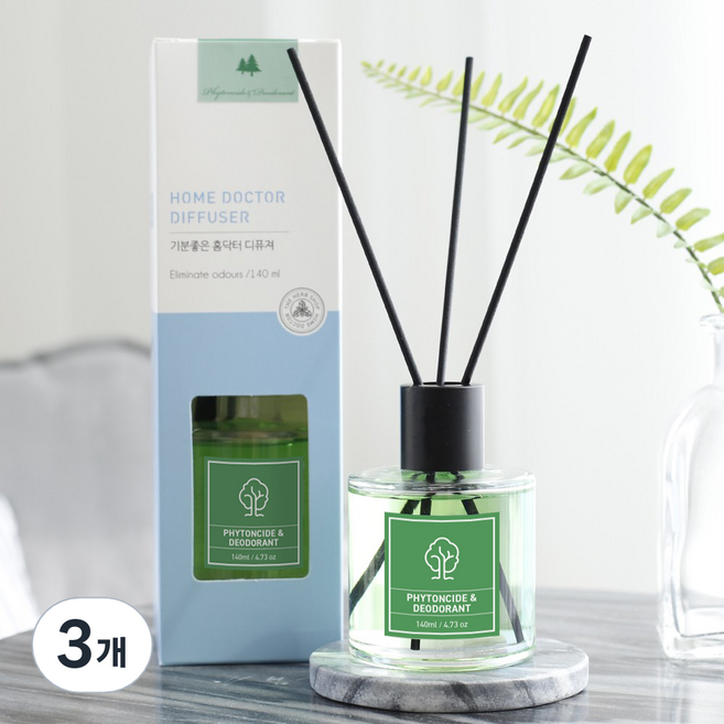더허브샵 기분좋은 홈닥터 디퓨저, 피톤치드/유칼립투스향, 140ml, 3개