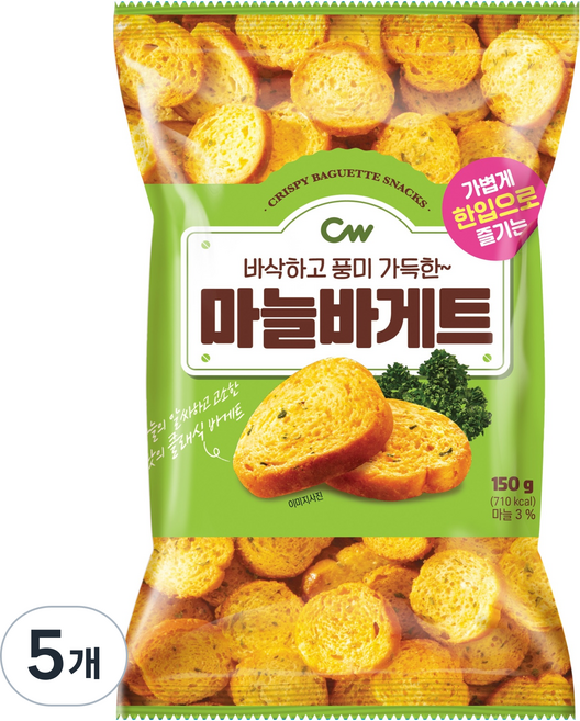 청우식품 마늘바게트, 150g, 5개