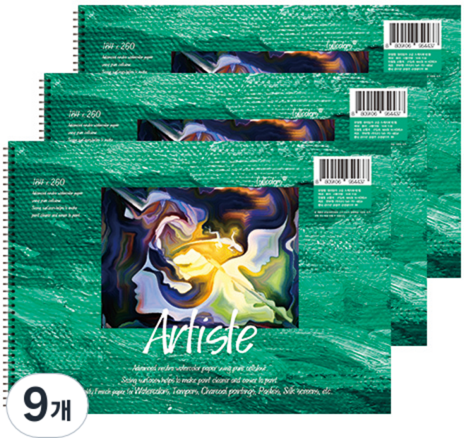 풀컬러즈 미술용 스케치북 170g, 16절, 15매, 9개