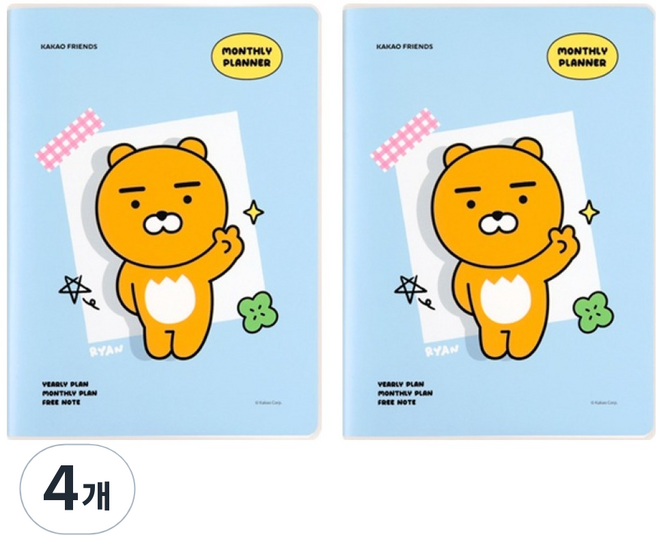 카카오프렌즈 세이치즈 A5 먼슬리 플래너, 라이언, 4개