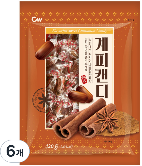 청우식품 계피캔디, 420g, 6개