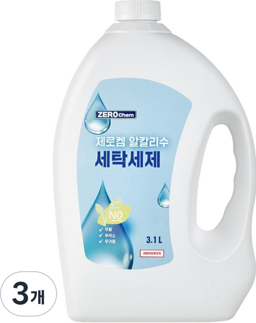 제로켐 알칼리수 세탁세제, 3.1L, 3개