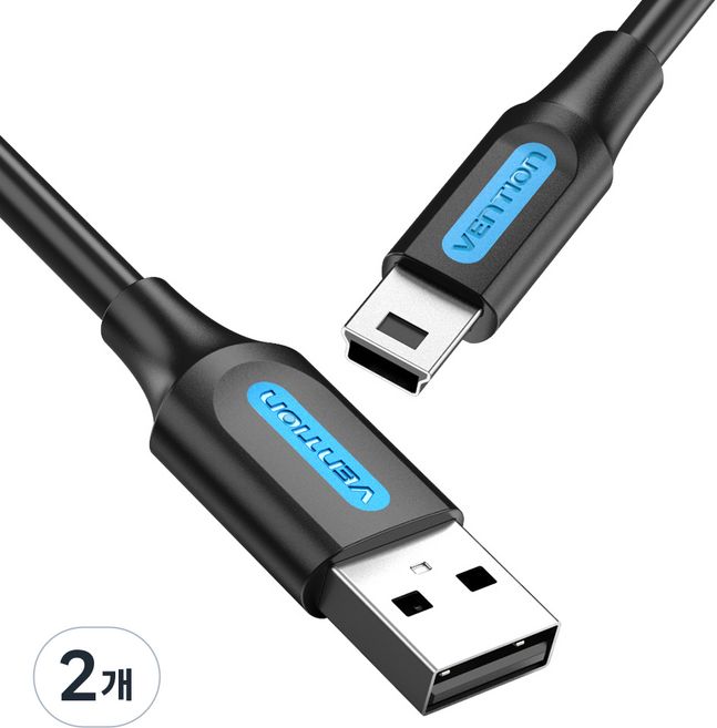 VEnTIOn 威迅 USB A to 迷你5針傳輸線 COM, 2個, 0.25m, 黑色