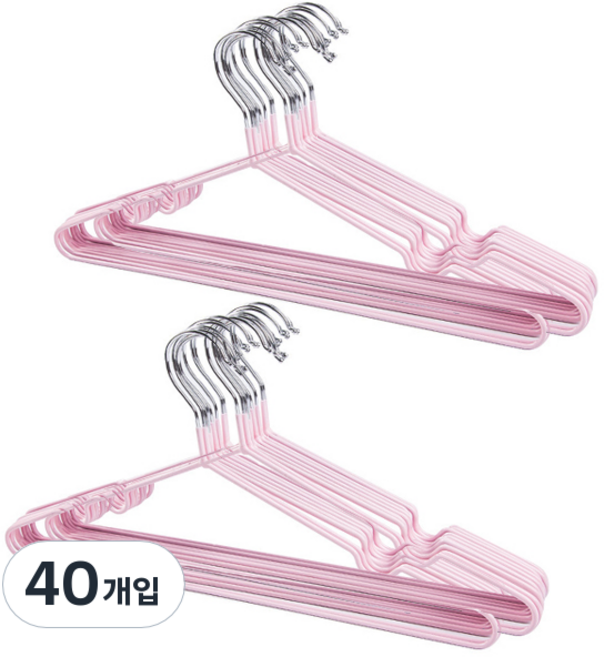 에이비엠코리아 논슬립 코팅 옷걸이 대, 핑크, 40개