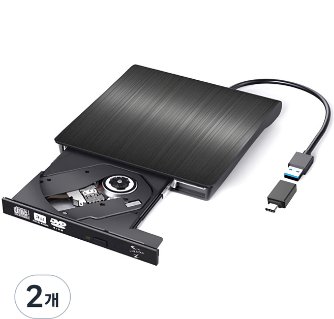 림스테일 USB 3.0 DVD RW 멀티 외장형 ODD + C타입 젠더 세트, LM-19(BK), 2개